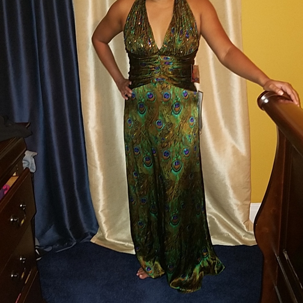 Peacock Pattern Formal Dress